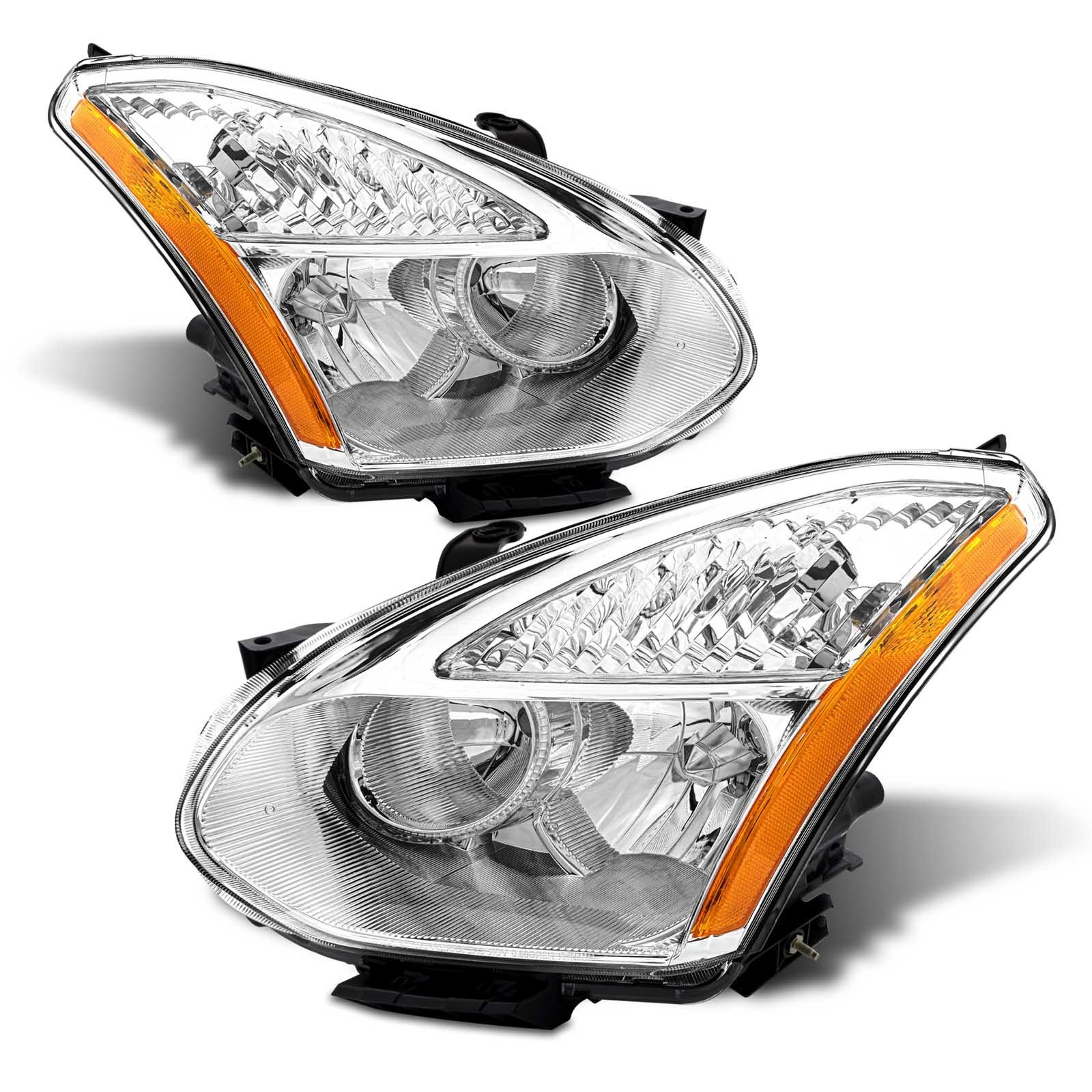 Direct-Fit Pair Headlights Assembly Compatible with 2008-2013 Nissan Rogue / 14-15 Rogue Select Chrome